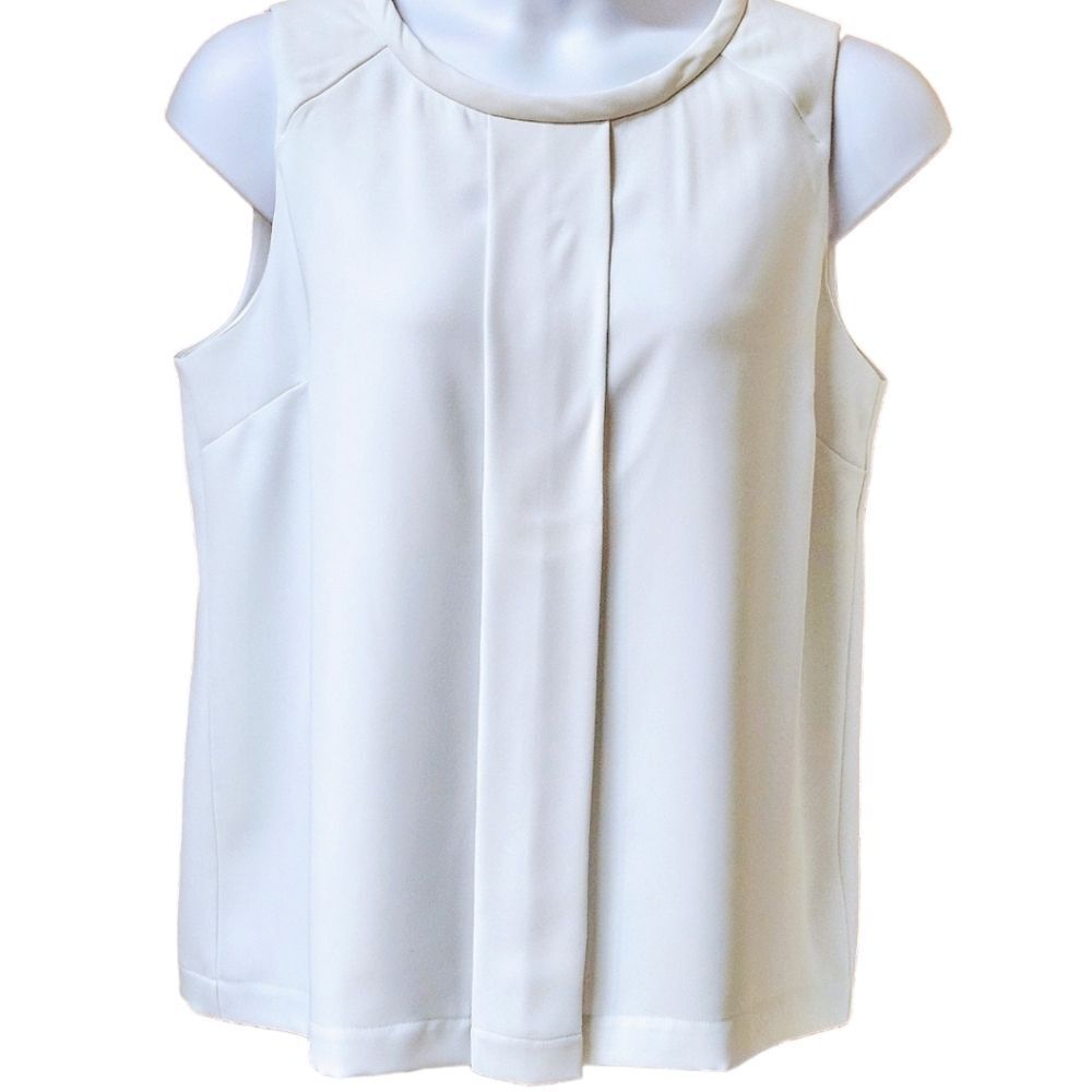 BLACK LABEL BY: CHICO'S Women's Size Lg. Cream Colored Pleated Dressy Blouse. - Picture 3 of 15